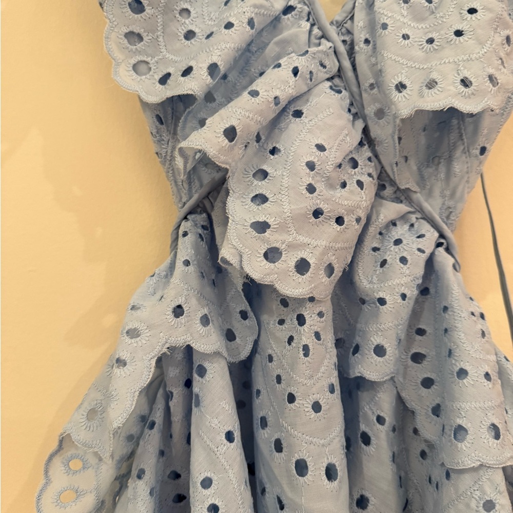 Eyelet Blue Ruffle Dress - Picture 2 of 5